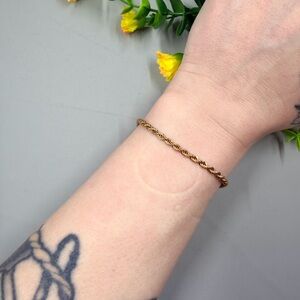 Minimalist Gold Plated Vintage Rope Chain Bracelet